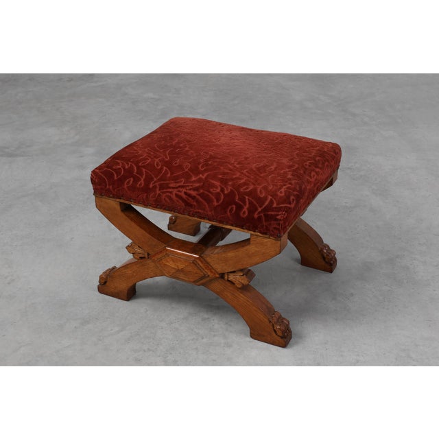 Wood 19th Century Gothic Revival Flemish Oak Footstool, Belgium For Sale - Image 7 of 15