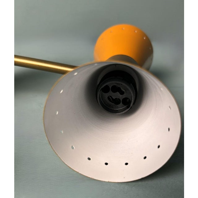 Stilnovo Style Pair of Italian Wall Sconces in Lacquered Metal and Brass For Sale - Image 10 of 12