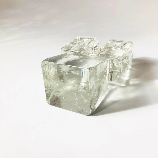 Transparent Dansk Blocky Glass Candle Holder For Sale - Image 8 of 9