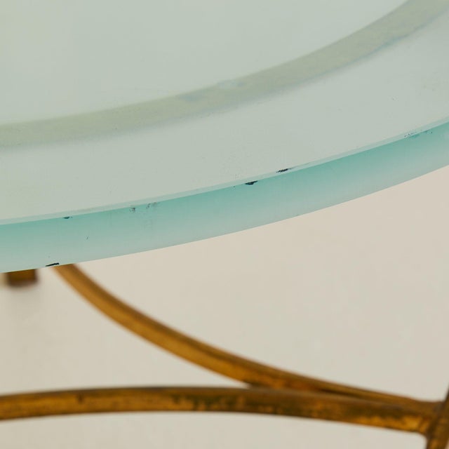French Gilt Metal + Frosted Glass Coffee Table, 1960s For Sale - Image 4 of 7