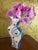 1990s Ceramic Art Vase With Swirl and Dot Pattern and Blue Sides For Sale - Image 9 of 10