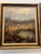 Oil painting of marsh scene with birds in flight by Hans Hansung 1937