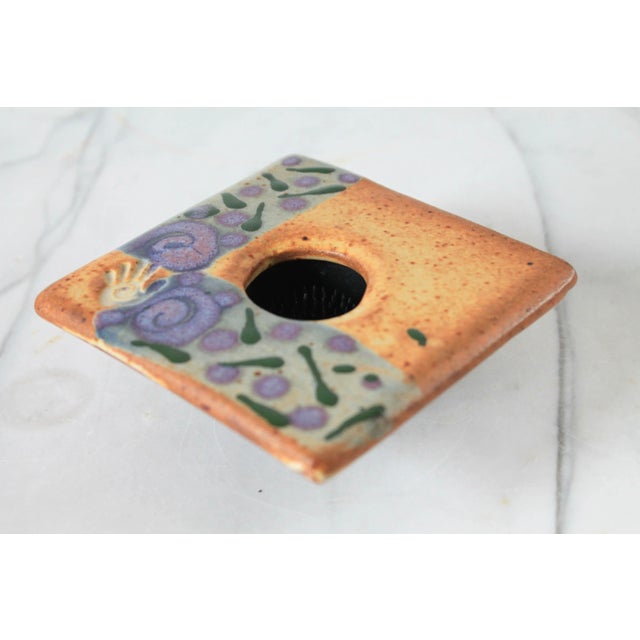 Vintage studio pottery flower frog. No makers mark. Minor age wear. No chips.