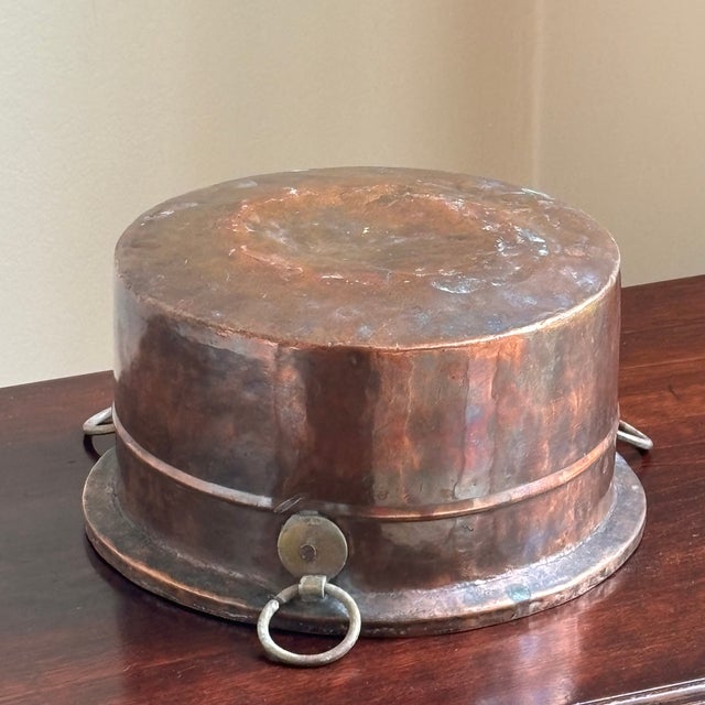 Antique Hand-Hammered Tinned Copper Pot W/ Ring Handles For Sale - Image 9 of 11