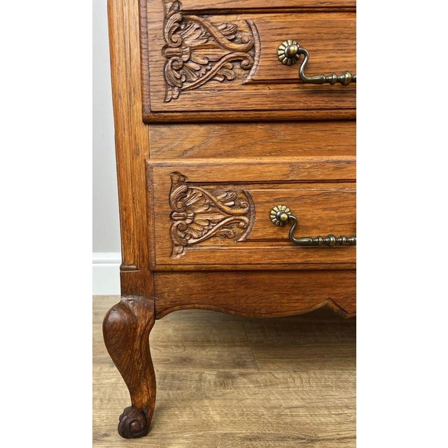 Wood Vintage French Louis Style Oak Chest of 3 Drawers For Sale - Image 7 of 13