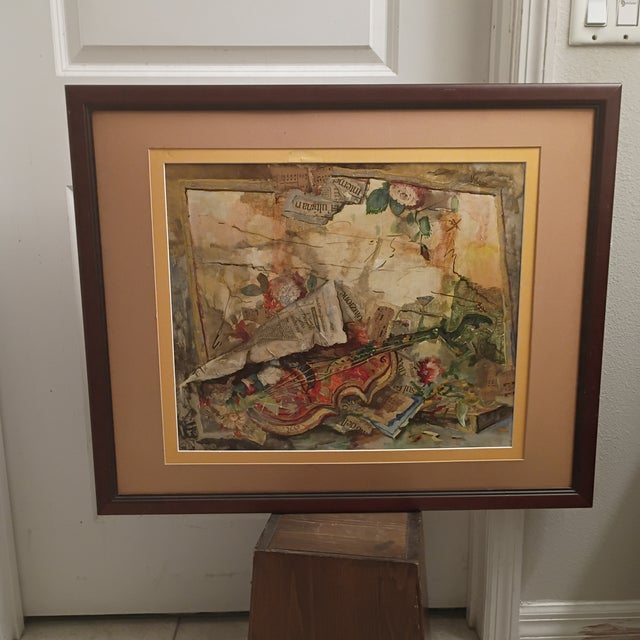 Sculpture Materials 1960s Vittorio Turo Mid-Century Original Trompe Violin Collage – Framed 33" X 26" For Sale - Image 7 of 13