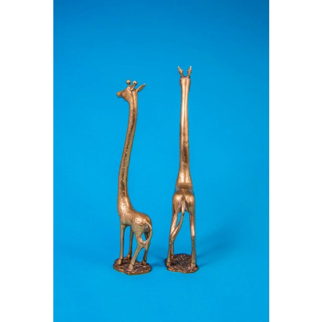 Vintage 1970's Solid Brass Giraffes - a Pair For Sale In Raleigh - Image 6 of 10