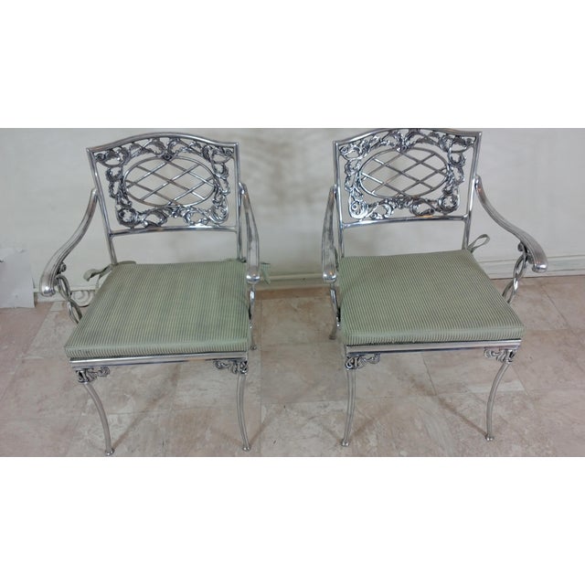 Silver French Aluminum Side Chairs - A Pair For Sale - Image 8 of 11