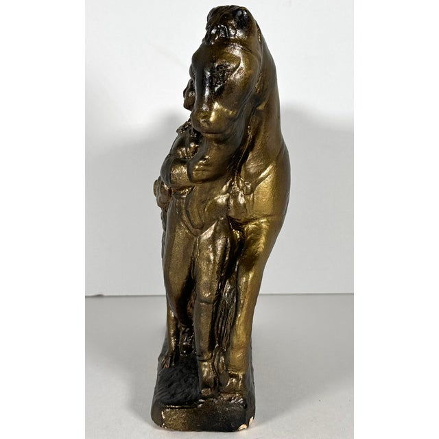 Gilded Chalkware Equestrian Mantel Piece With Child & Dog, c.1930-1940s For Sale - Image 6 of 13