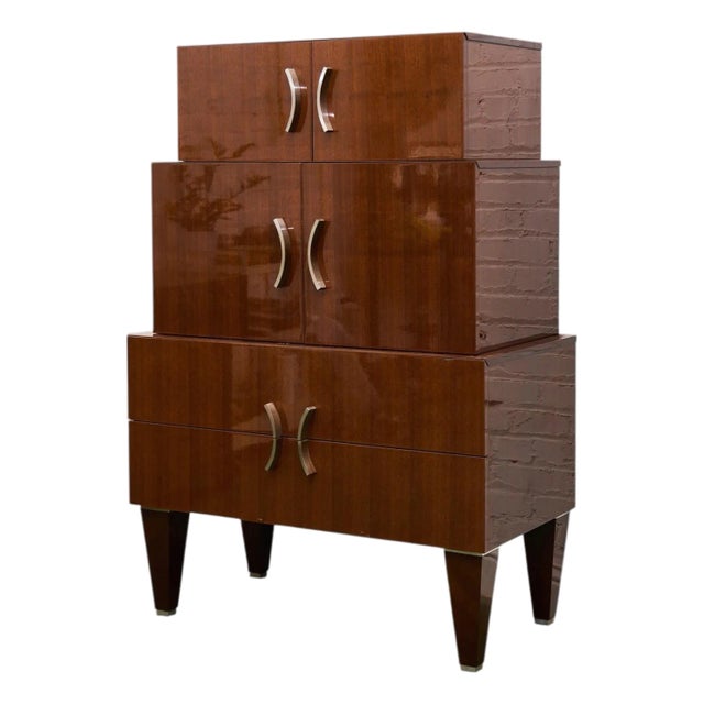 Late 20th Century Nicole Miller Italian High-Gloss Stacked Lacquer Cabinet For Sale