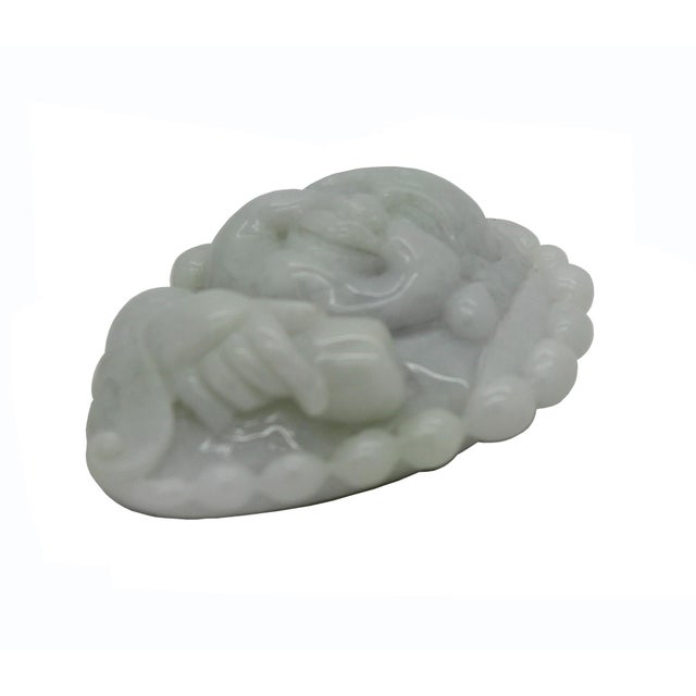 Jade Pendant Light Green Happy Buddha, Laughing Buddha Figure For Sale - Image 4 of 6