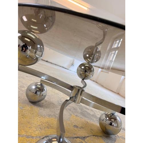 Atomic Coffee Table in Glass and Chrome For Sale - Image 6 of 11