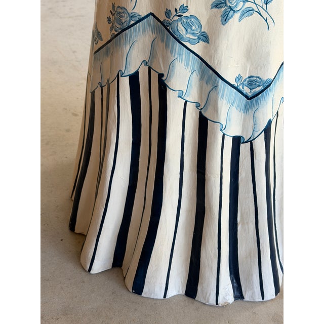 Trompe-L’Œil Hand-Painted Skirted Side Table by Strata Group, “Scandinavian Bouquet,” 1992 For Sale In Naples, FL - Image 6 of 12