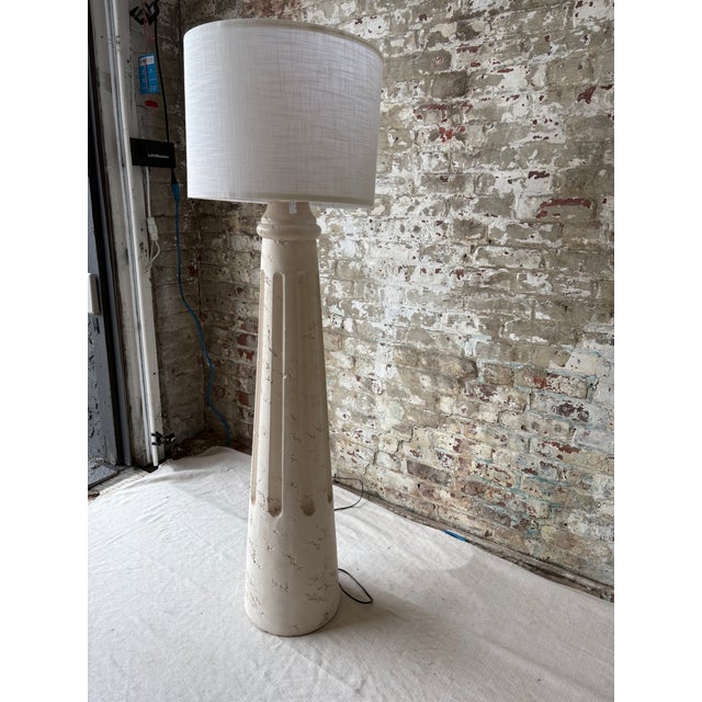 Mediterranean Vintage Greek Column Style Floor Lamp in Textured Plaster Finish For Sale - Image 3 of 11