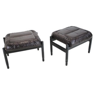 Set of Stools in Wood and Leather from Stilla Lux, Former Czechoslovakia, 1980s For Sale