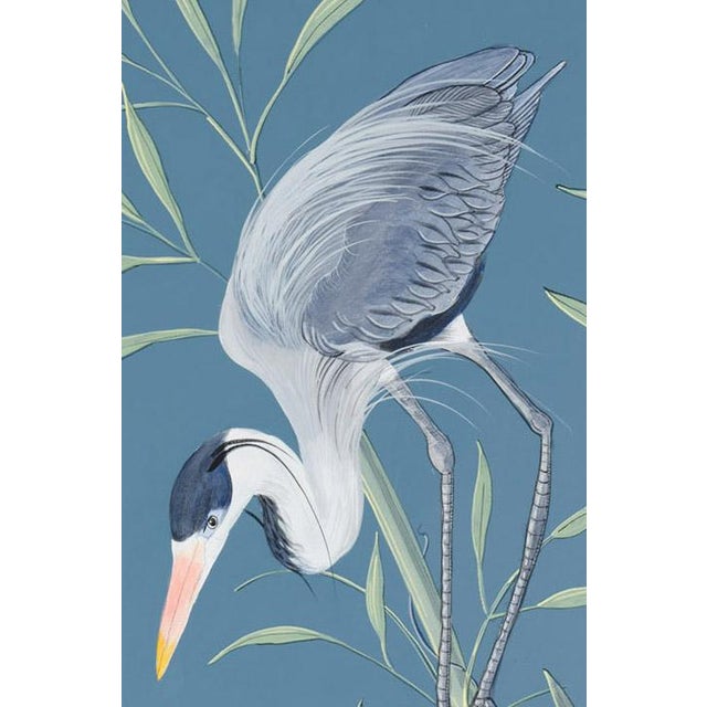 “More Than Birds” Chinoiserie Blue Egret Heron Triptych Painting by Allison Cosmos For Sale In Philadelphia - Image 6 of 9