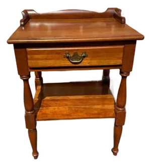 Late 20th Century American Colonial Cherry Wood Bedside Table