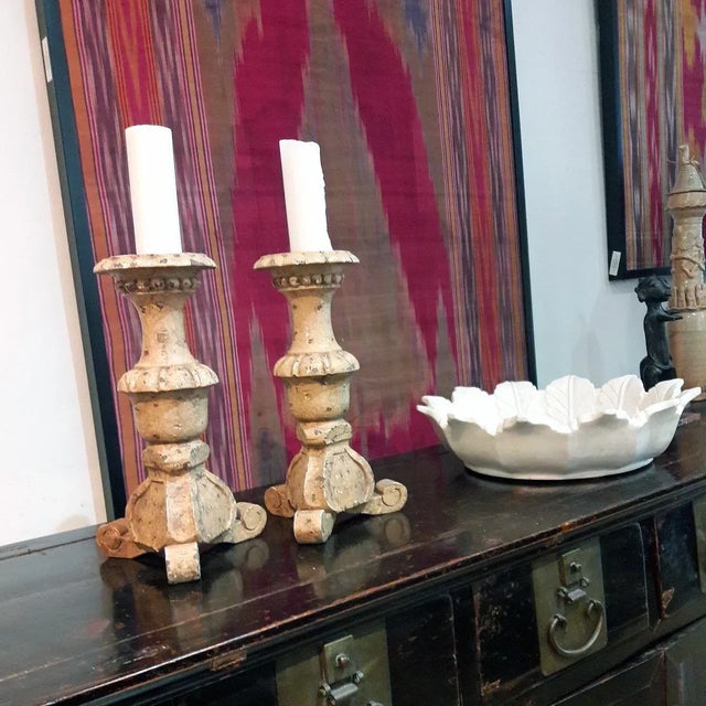 Rustic Polychromed Wood Candleholder, Mid-20th Century For Sale - Image 9 of 10