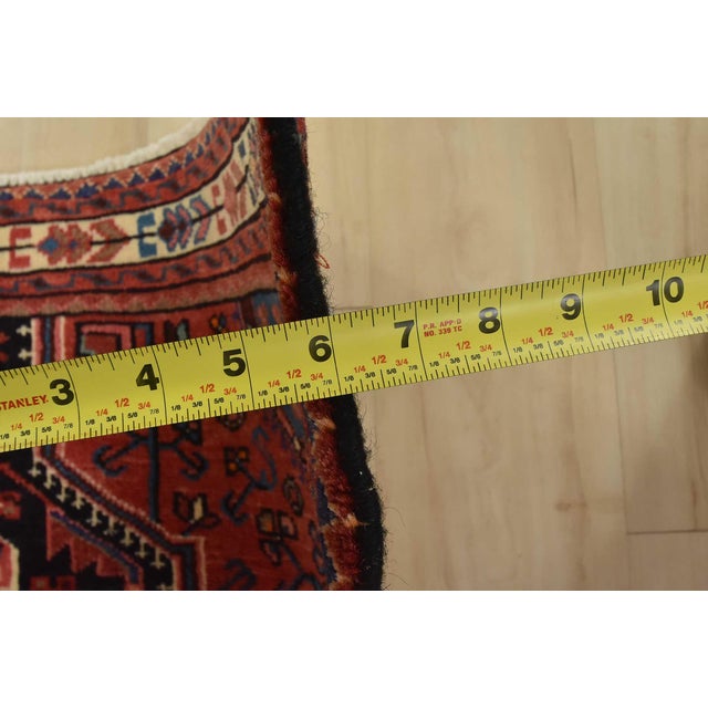 Zanjan Rug 3’7” X 5′ Blue Wool Vintage Tribal Hand-Knotted Oriental Carpet For Sale - Image 10 of 12