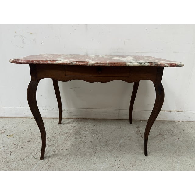 Louis XV Center Table in Oak and Marble, 1700s For Sale - Image 5 of 18