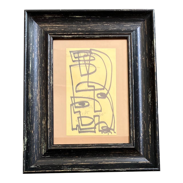Contemporary Original Wayne Cunningham Abstract Marker Drawing Tabletop Frame For Sale