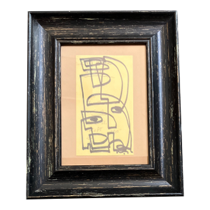 Contemporary Original Wayne Cunningham Abstract Marker Drawing Tabletop Frame