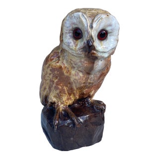 Rare Terracotta Majolica Owl Filmont Bavent Normandy For Sale