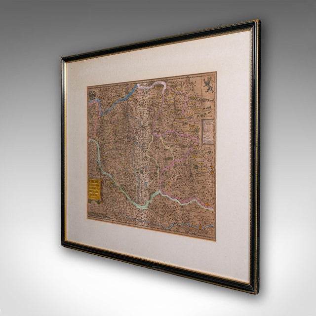 Jacobean Antique Map of Bohemia, Dutch, Framed Cartography, Johannes Janssonius, c.1630 For Sale - Image 3 of 11