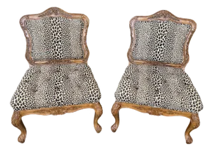 Pair of French Bergere Style Leopard Print Upholstered Chairs by Drexel Heritage