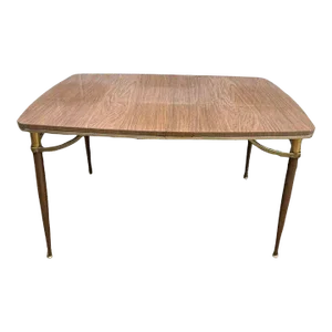 Mid Century Morden Brass Frame Laminate Formica Top Dining Kitchen Table