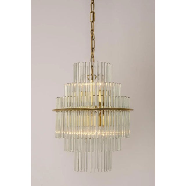 Gold Petite Crystal Glass Rod Pendant Light, Germany, 1970s For Sale - Image 8 of 12