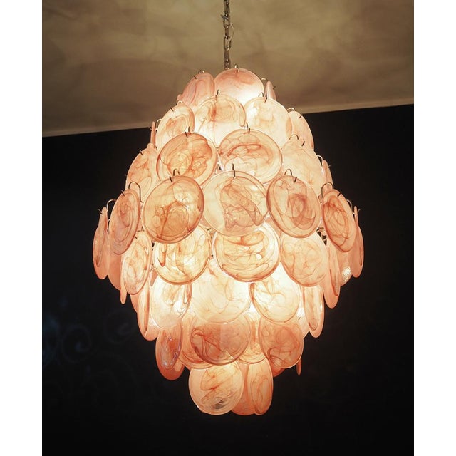 Large Vintage Italian Murano Chandelier with Pink Alabaster Disks, 1990s For Sale - Image 12 of 18