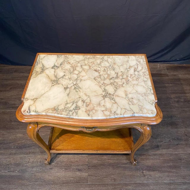 French French Louis XV Style End Tables With Exquisite Marble Tops -a Pair For Sale - Image 3 of 13