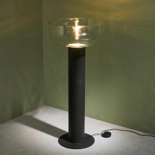 The Aella Floor Lamp, designed by Renato Toso and Giovanna Noti Massari for Leucos in 1968, features a black matte stee;...