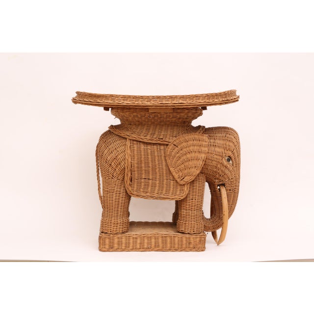 Vintage Rattan Wicker Elephant Side Table Chairish