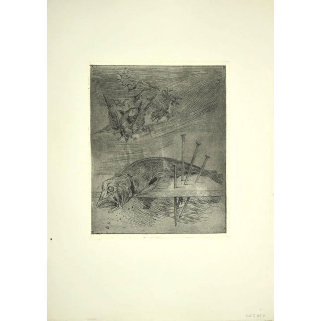 Fish is an original Contemporary artwork realized in Italy in the 1970s by the italian artist Leo Guida. Etching on paper....