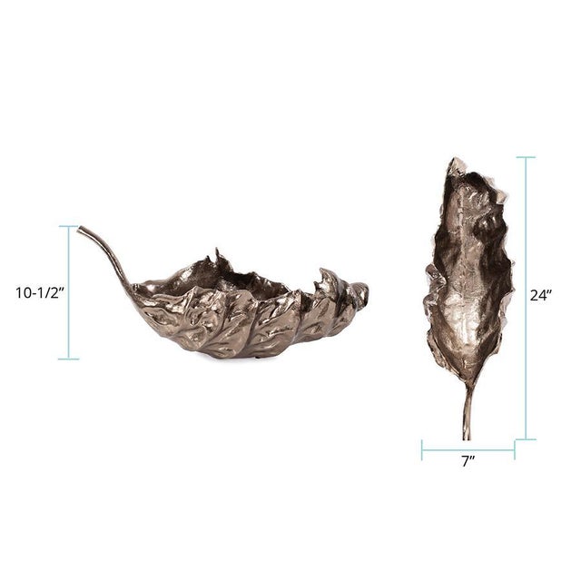 Brown Aspen Leaf Cast Aluminum Bowl For Sale - Image 8 of 10