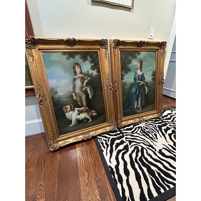 Vintage Oil Painting – Young Boy with Spaniel – Signed “Patierno” – Ornate Gilt Frame This listing is for two very special...