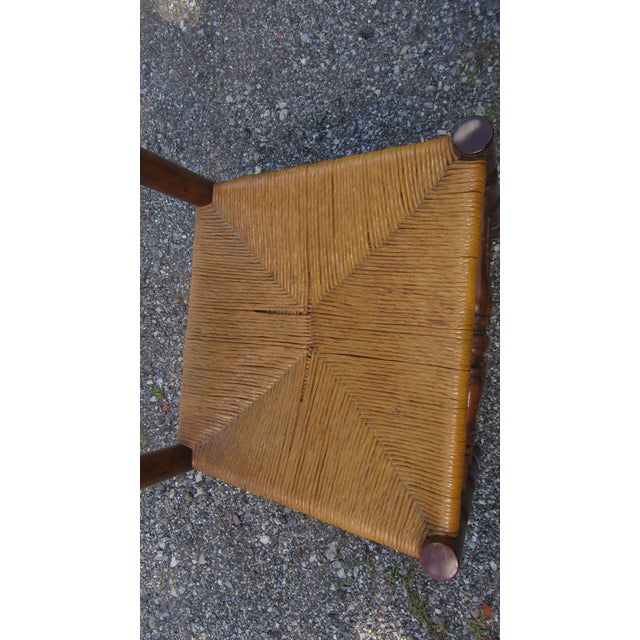 Brown Vintage Rush Ladderback Kitchen Dining Room Chairs For Sale - Image 8 of 9