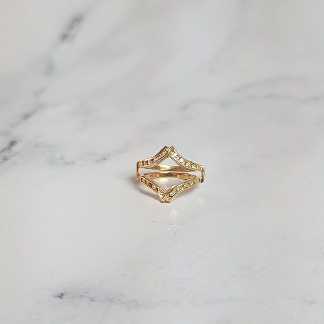 Double "V" Shaped Diamond Ring Guard Enhancer, Size 8 For Sale - Image 4 of 4