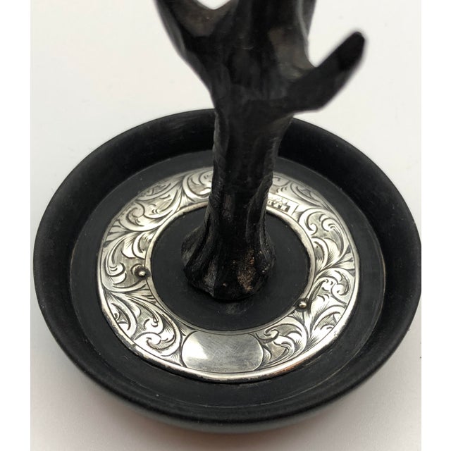 Ring Tree Edwardian English Ebony & Sterling; Ca 1916 Hallmark- No Monogram For Sale - Image 10 of 12