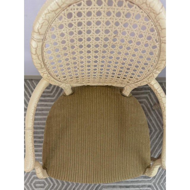 Set of 6 Vintage Cane Dining Chairs Coastal Chic W/ Captains Chairs Hollywood For Sale - Image 14 of 16