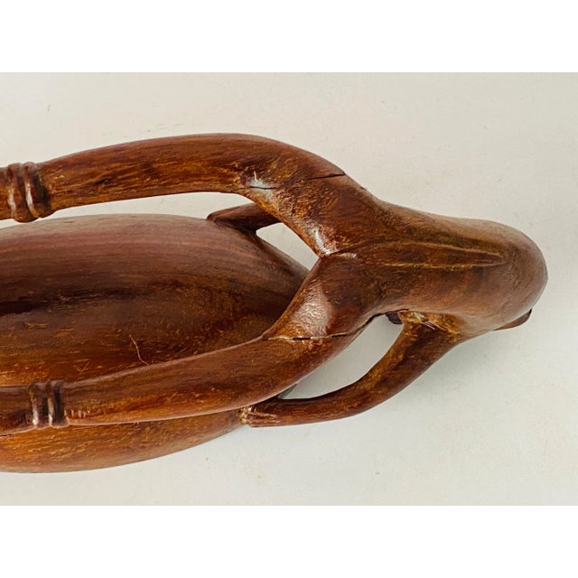 Wood Vide Poche Sculpture in Wood Animals Holding Bowl, 1960s For Sale - Image 7 of 12