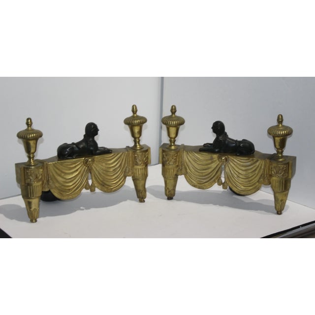 Antique Sphinx Chenets Egyptian Revival For Sale - Image 13 of 13