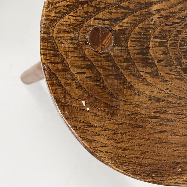 Brown Mid-Century Modern Italian Semi-Circular Stool in Wood, 1950s For Sale - Image 8 of 10