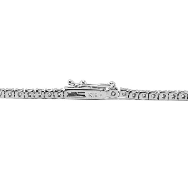 Metal 18k White Gold 7.00ct Round Diamond 4 Prongs Tennis Chain Matinee Necklace For Sale - Image 7 of 8