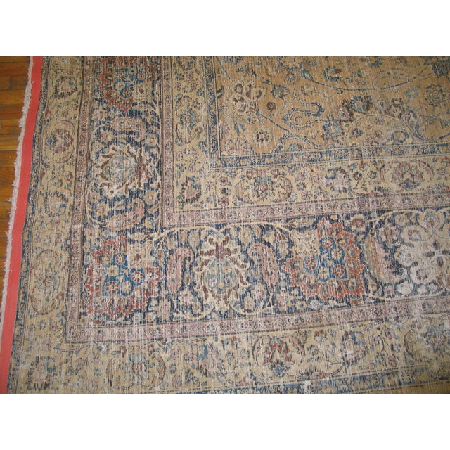 Textile 1950s Beige Medallion Shah Abbas Vintage Large Oversized Khorassan Mashad Rug For Sale - Image 7 of 8
