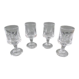 Mid-Century European-Style Cut Crystal Cordial Glasses — Set of 4 For Sale