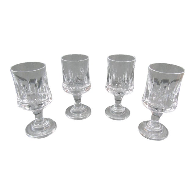 Mid-Century European-Style Cut Crystal Cordial Glasses — Set of 4 For Sale