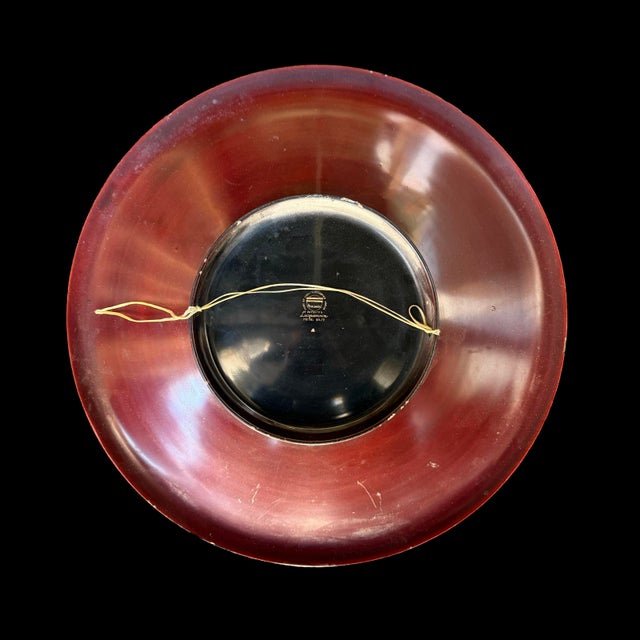 1940s Vintage Maruni Lacquerware Decorative Wall Plate (Occupied Japan), Marked For Sale - Image 5 of 6